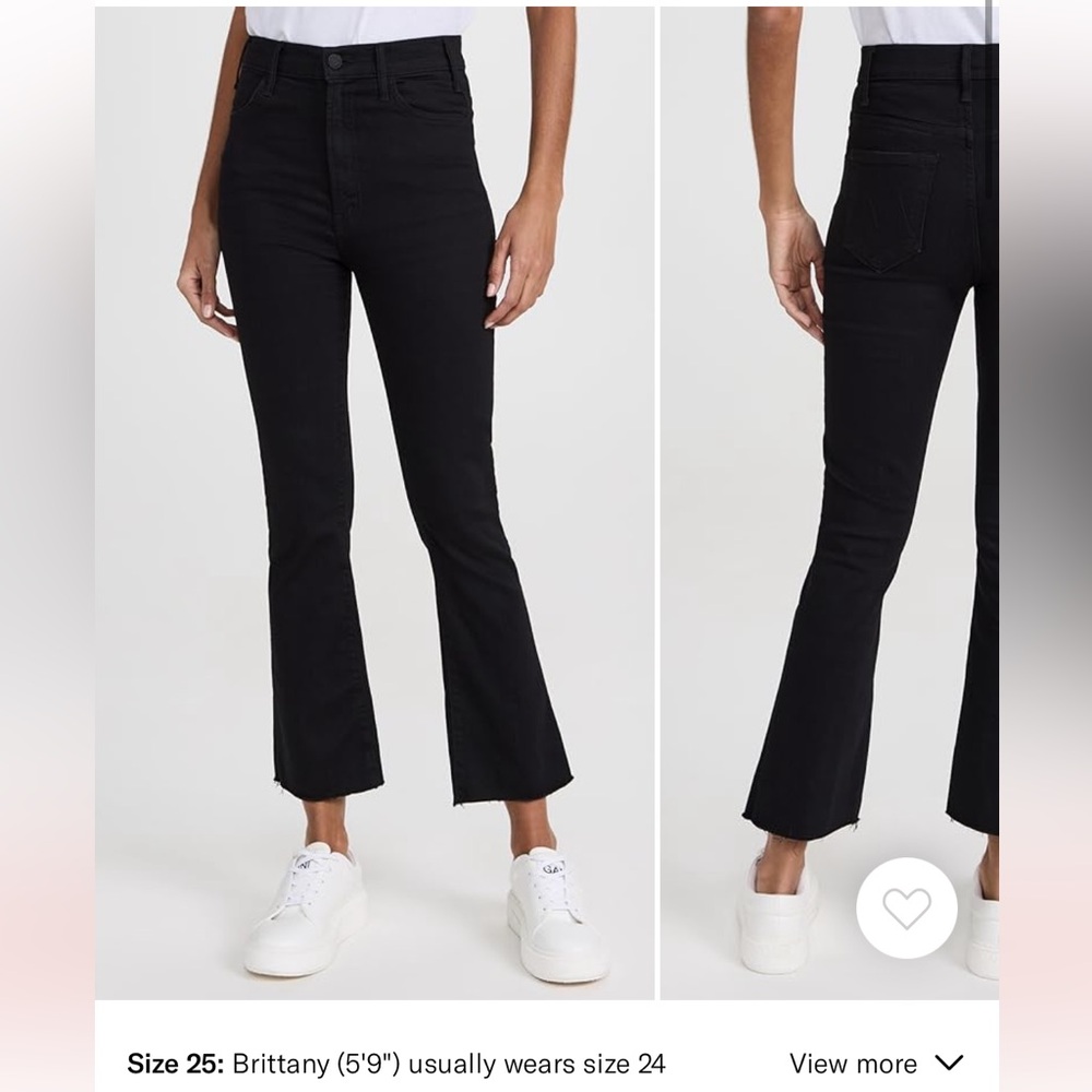 MOTHER Hustler ankle fray black Stretch Denim Jeans with Raw Hem